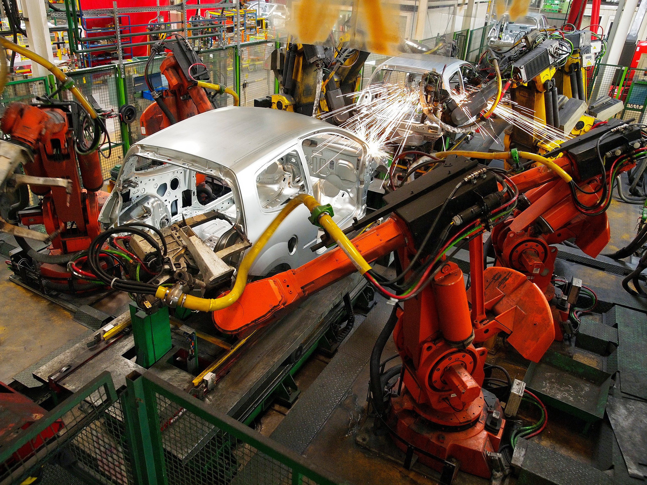 an automated car production line