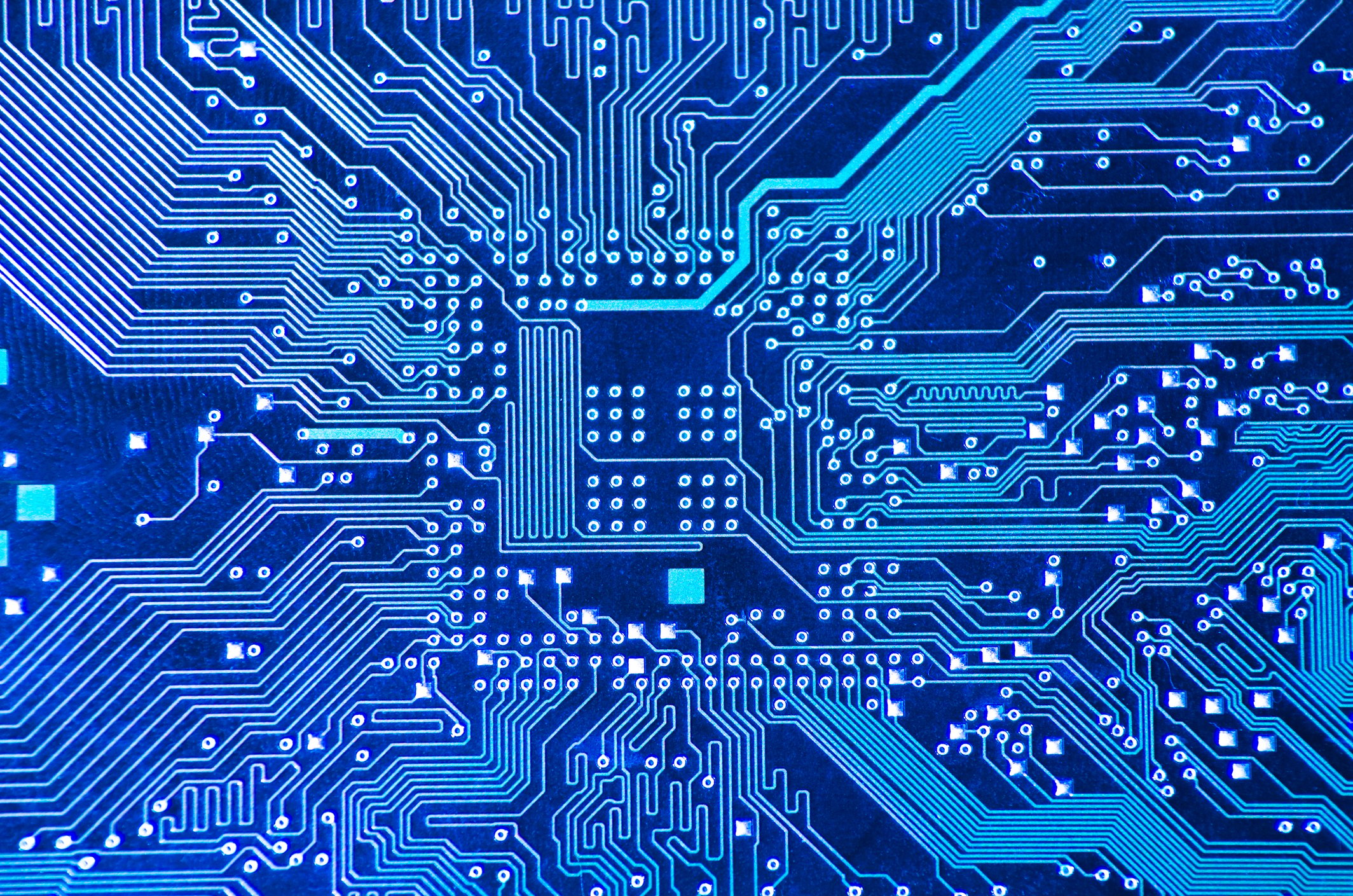 A blue circuit board