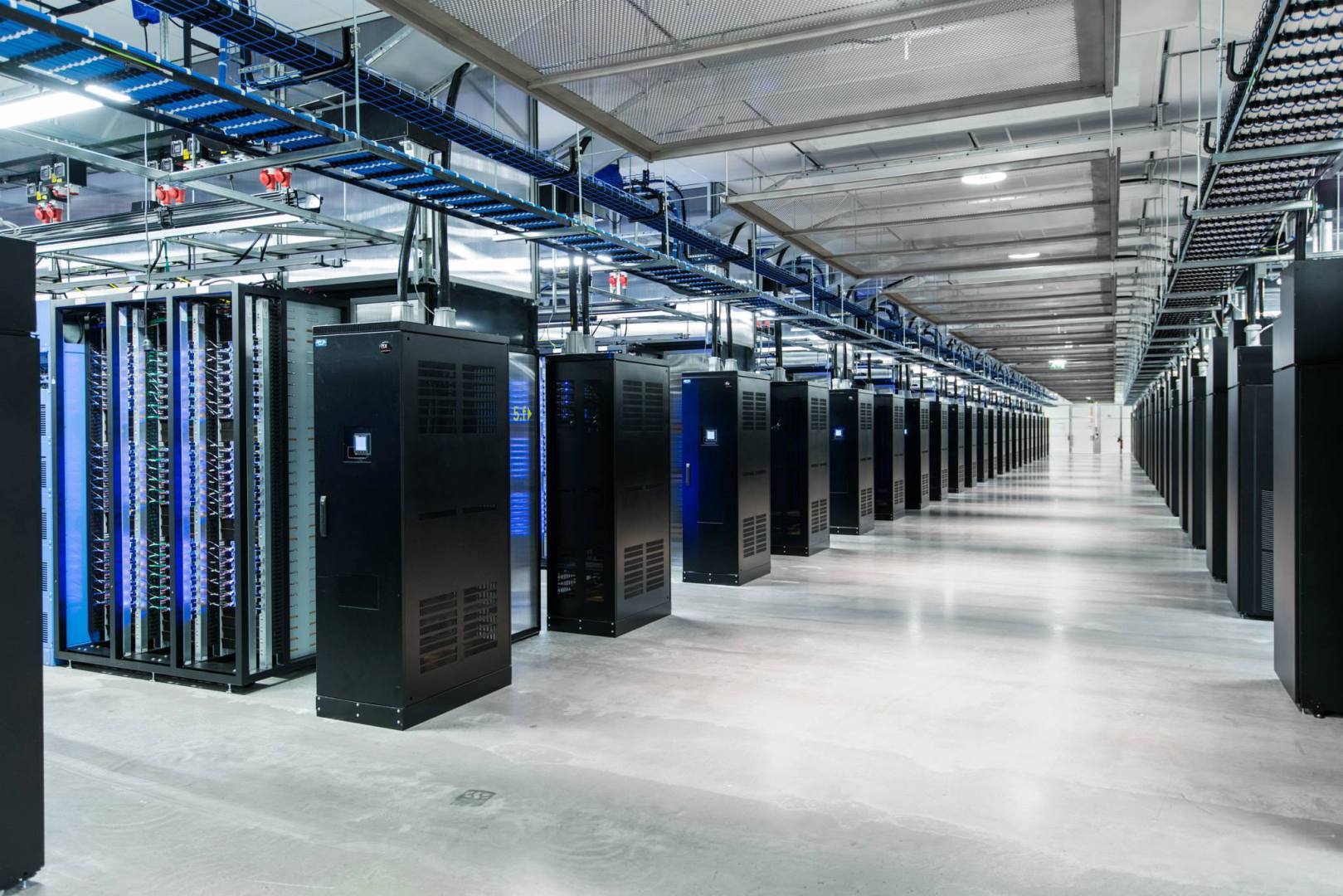 Indoor picture of servers inside Facebook's data center in Lulea, Sweden