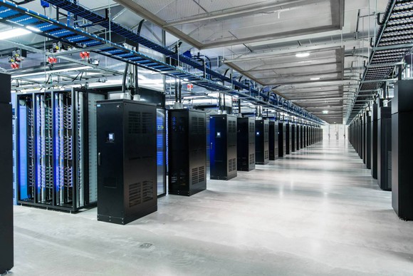 Indoor picture of servers inside Facebook's data center in Lulea, Sweden