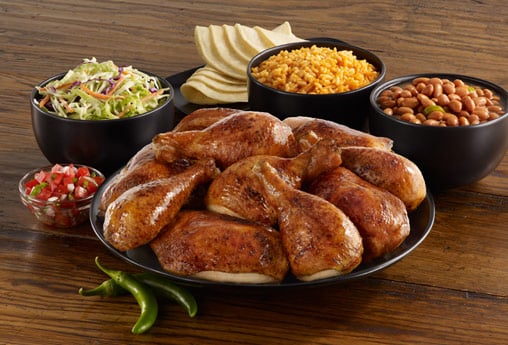 A selection of chicken and sides from El Pollo Loco