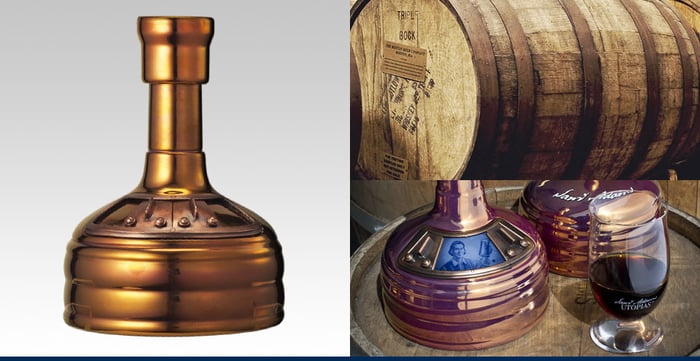 Samuel Adams Utopias bottle and oak cask