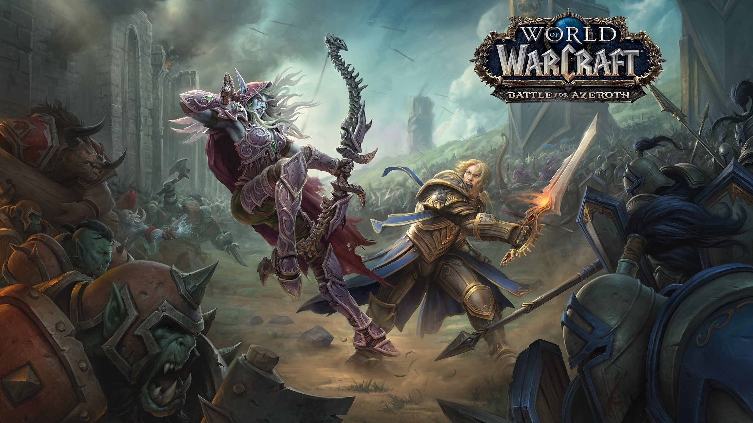 An elf archer battling a swordsman in concept art for World of Warcraft: Battle for Azeroth.