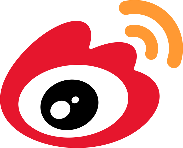 Weibo's logo in red, black, and orange.