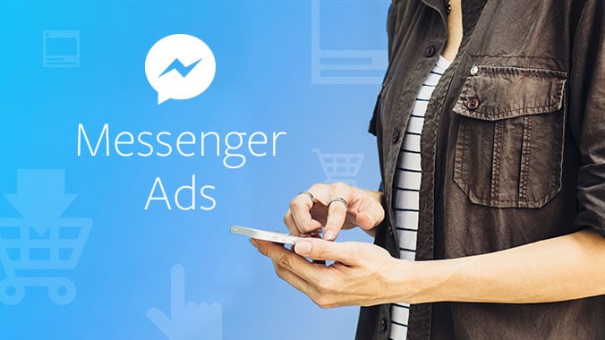 Smartphone user looking at a Messenger ad