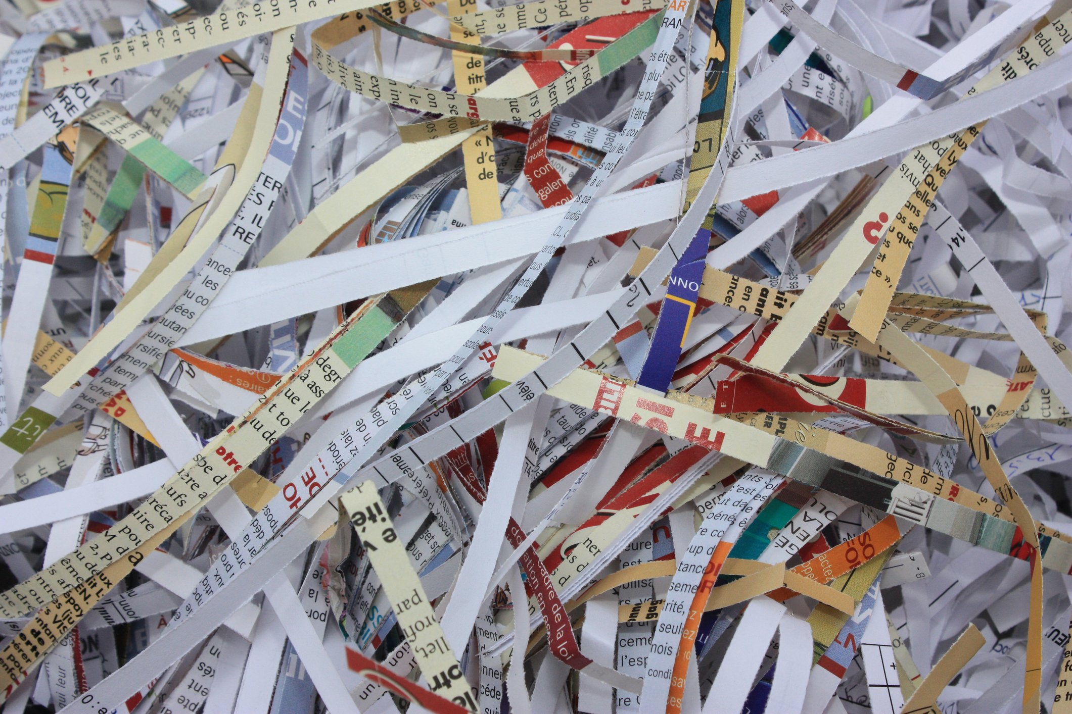 Scraps of shredded paper.