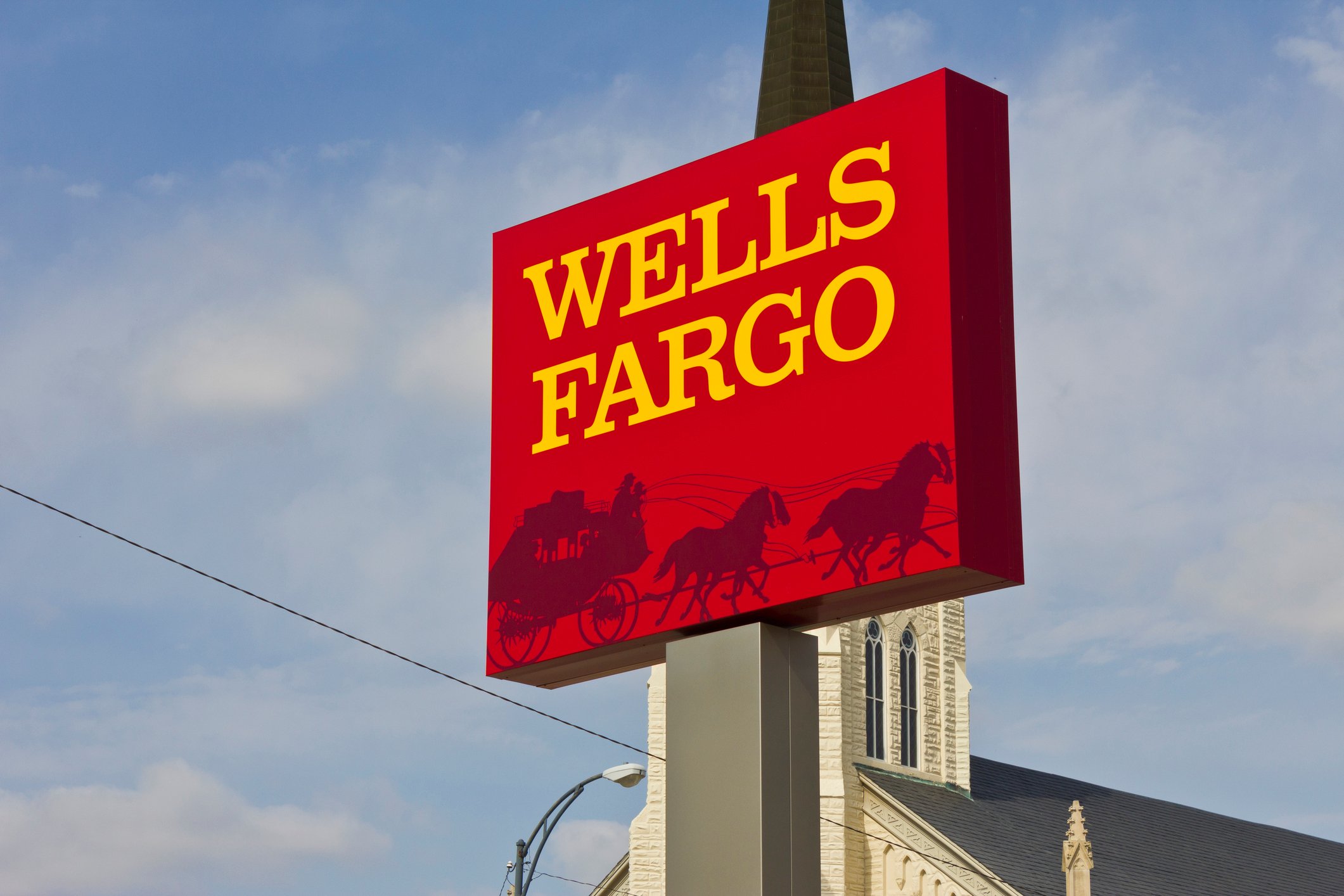 A Wells Fargo branch sign.
