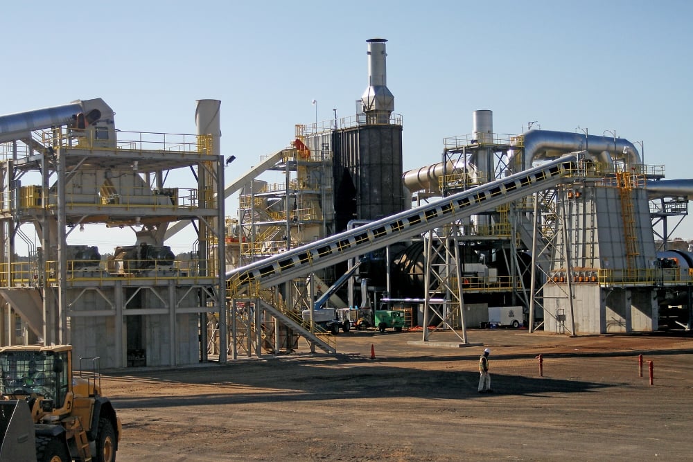 Wood pellet processing plant.