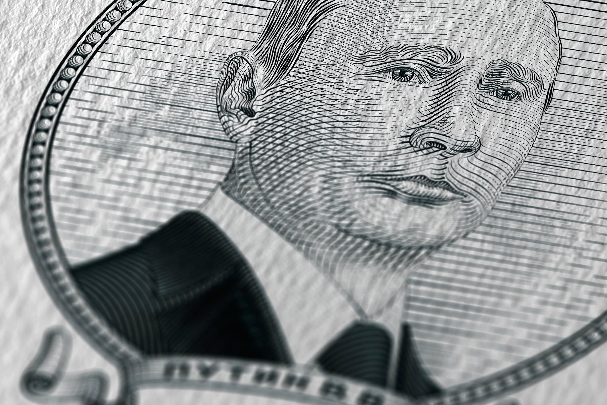 Putin's image on a banknote