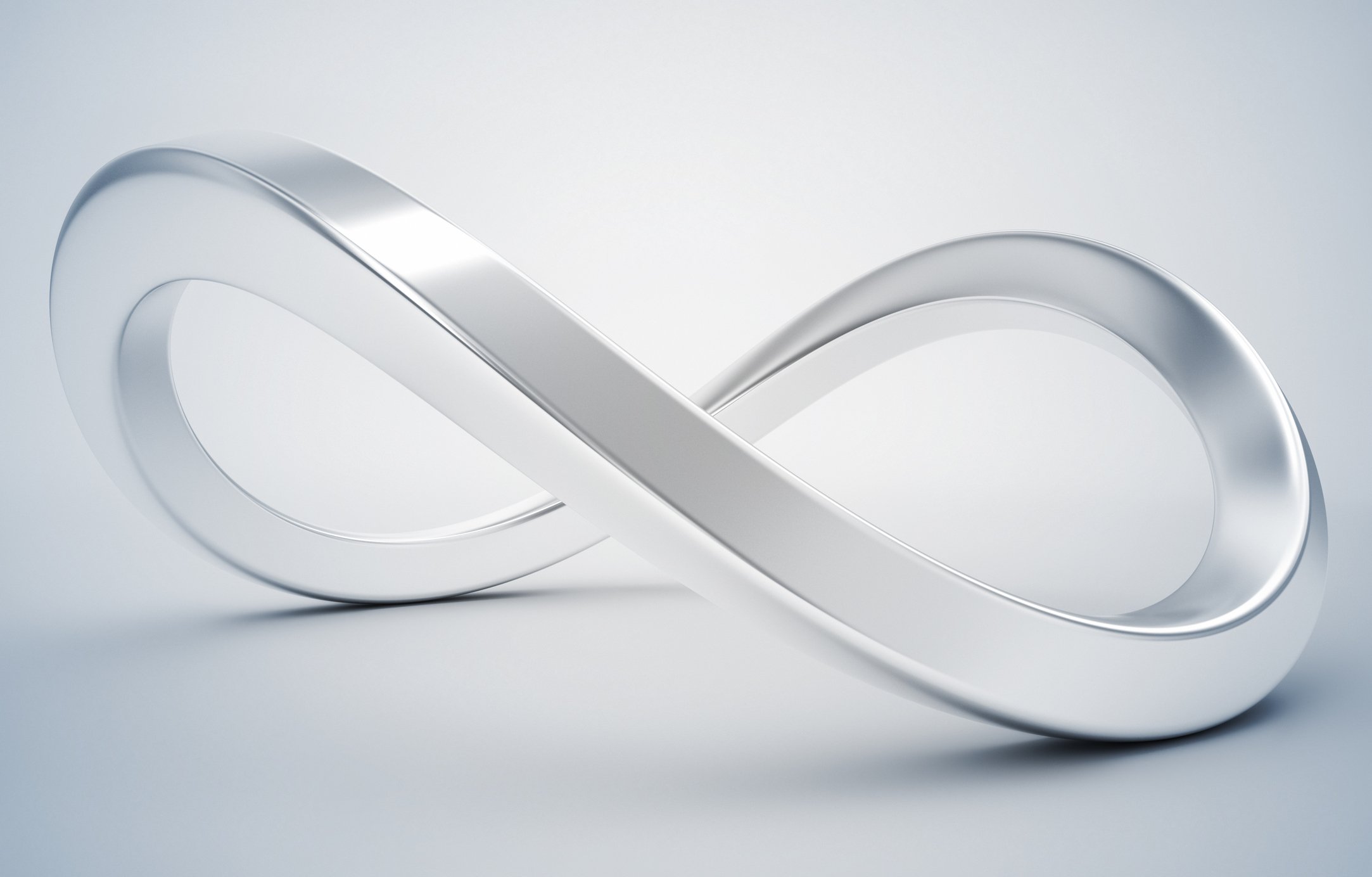 A silver infinity symbol.