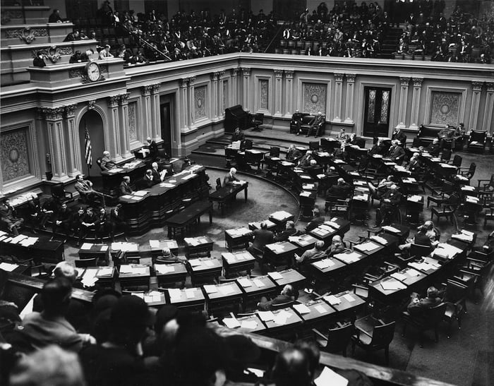 Senate chamber view from the gallery.