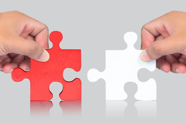 Jigsaw puzzle pieces - red and white
