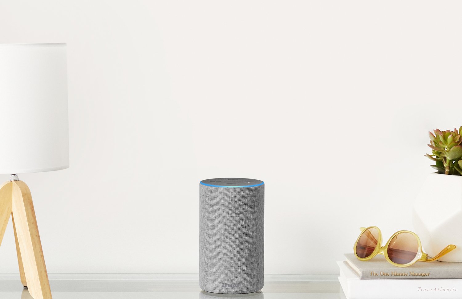 Amazon's new Echo device sitting on a table.