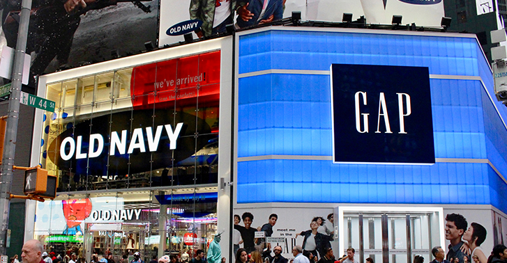 The Old Navy and Gap stores in Times Square