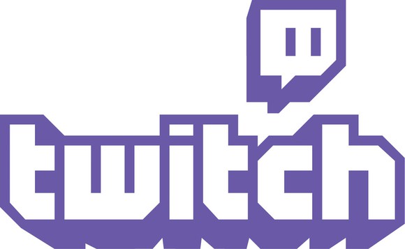 Twitch logo in purple against white background.