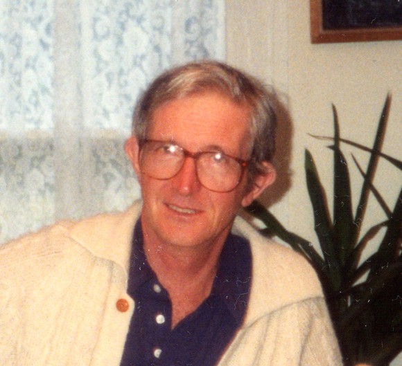 Picture of man (Hayford Peirce) smiling at camera, wearing a polo shirt and a sweater, green plant behind and a window too.