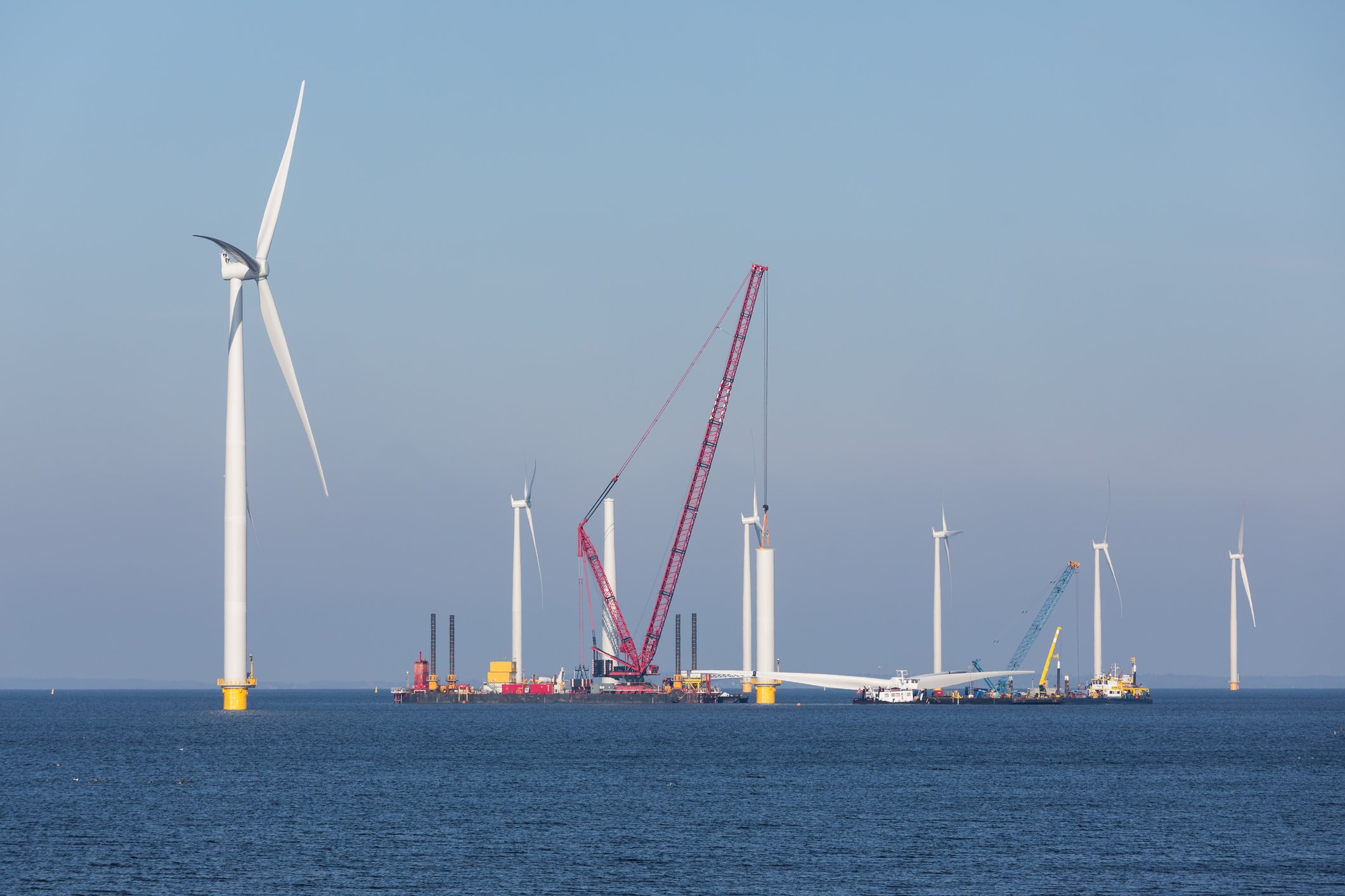 Construction site of an offshore wind farm.
