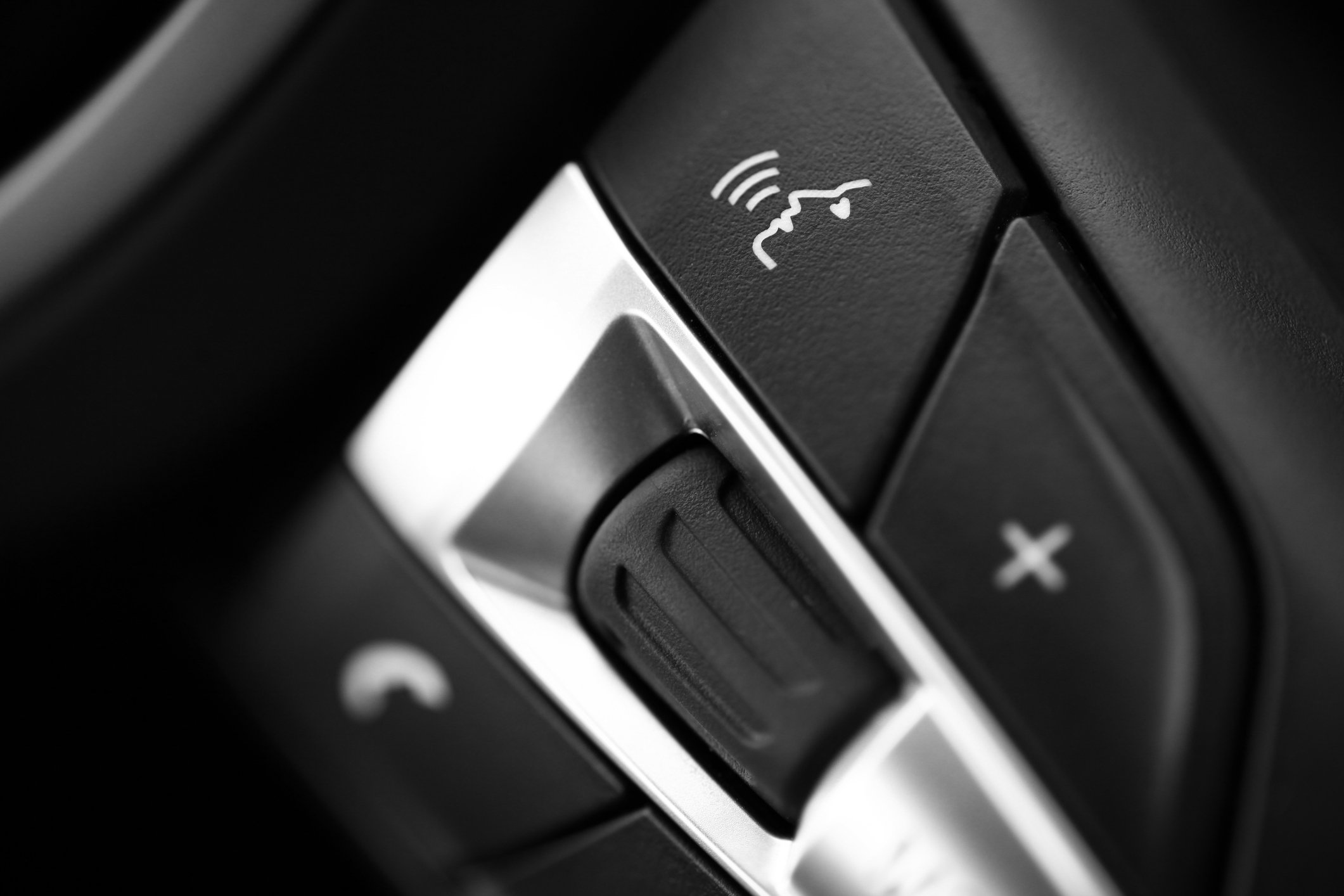 Voice-control button on a steering wheel