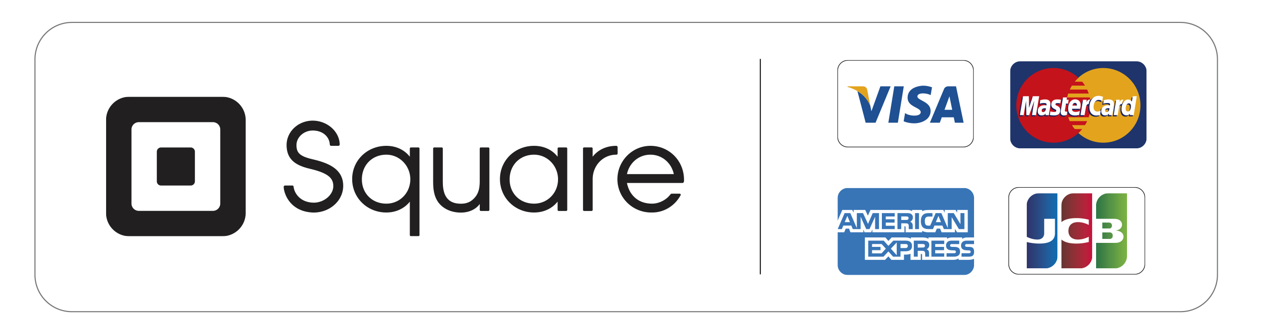 Square logo with the card networks with which it's affiliated.