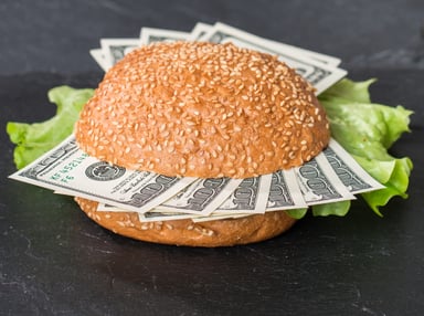 Burger bun with money