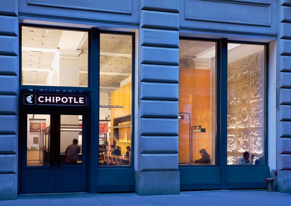 The entrance to a Chipotle location in Manhattan