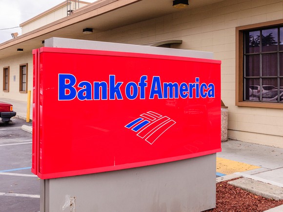 Bank of America branch sign.