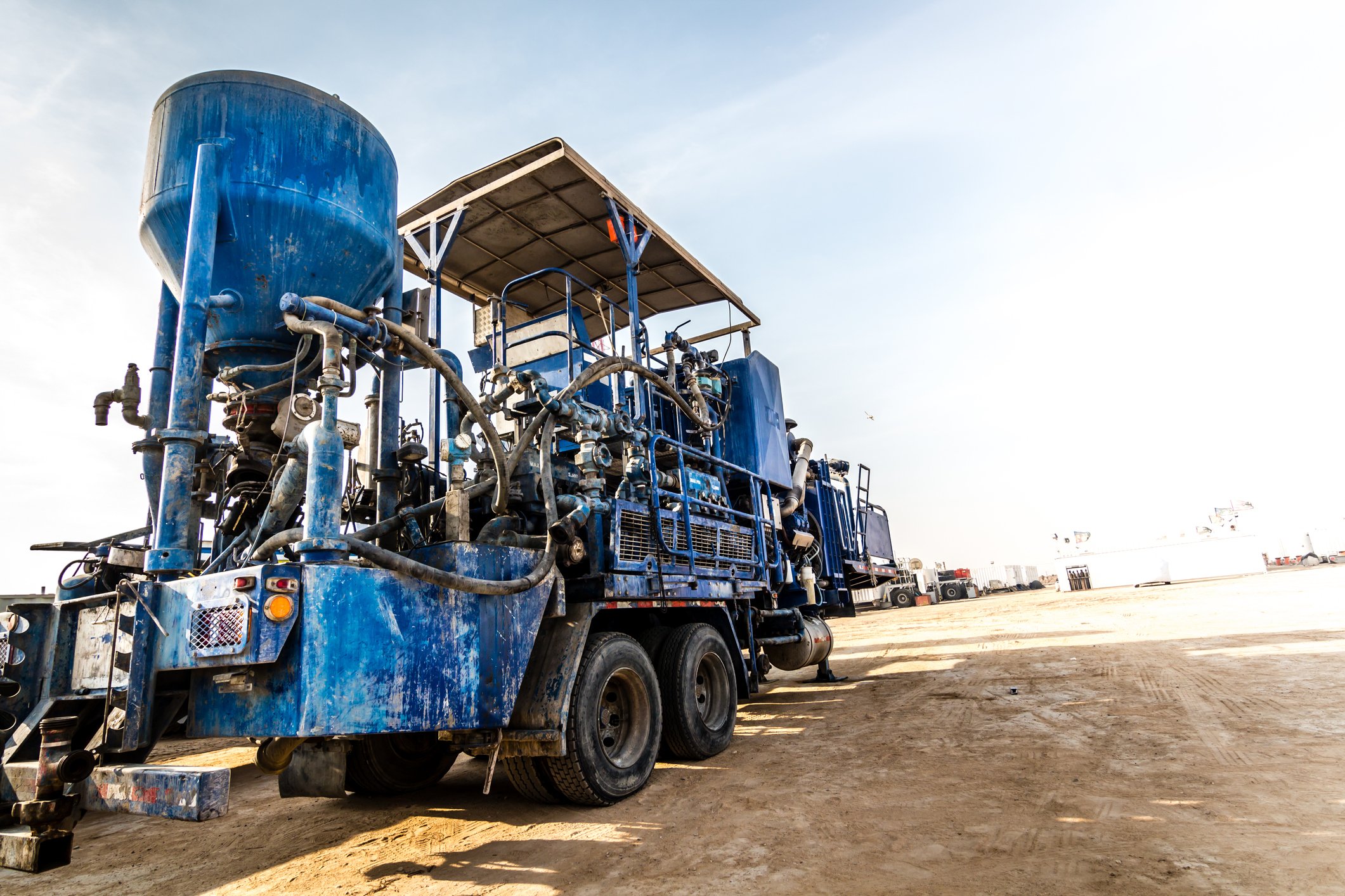 A concrete mixing machine for fracking.