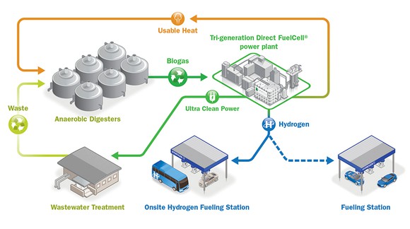 Diagram of the FuelCell Energy hydrogen production system. 