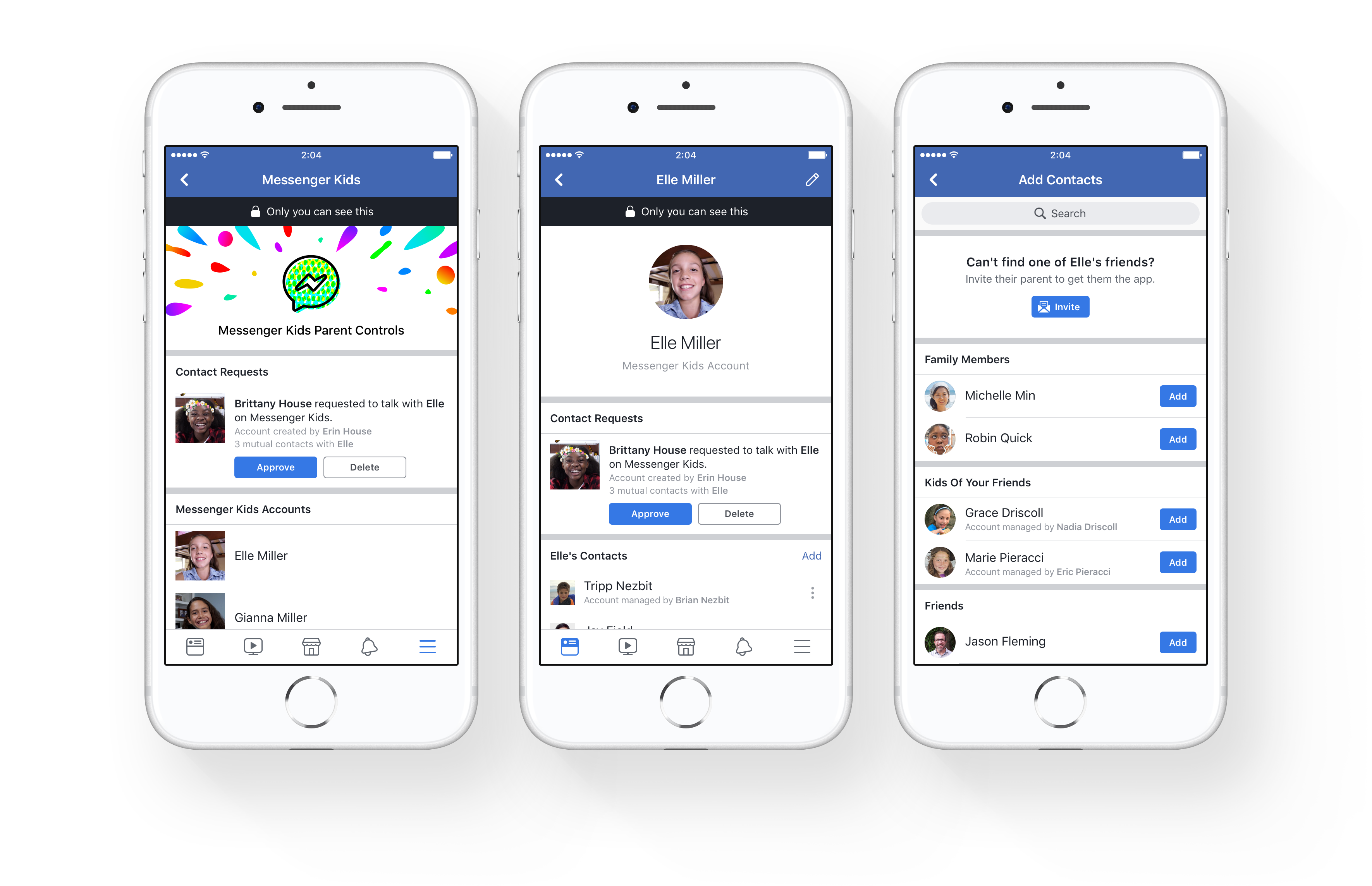 Messenger Kids parental controls in the Facebook app