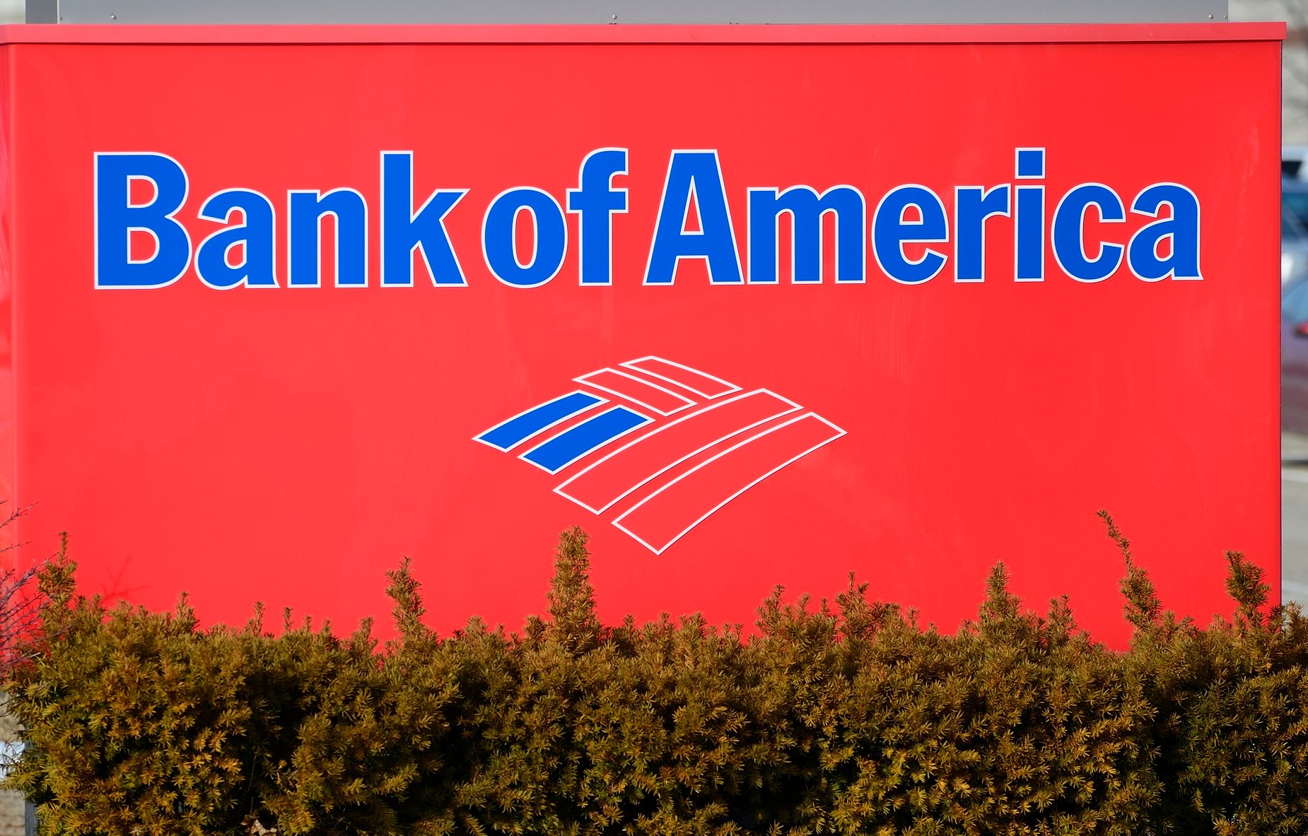 Bank of America branch sign.