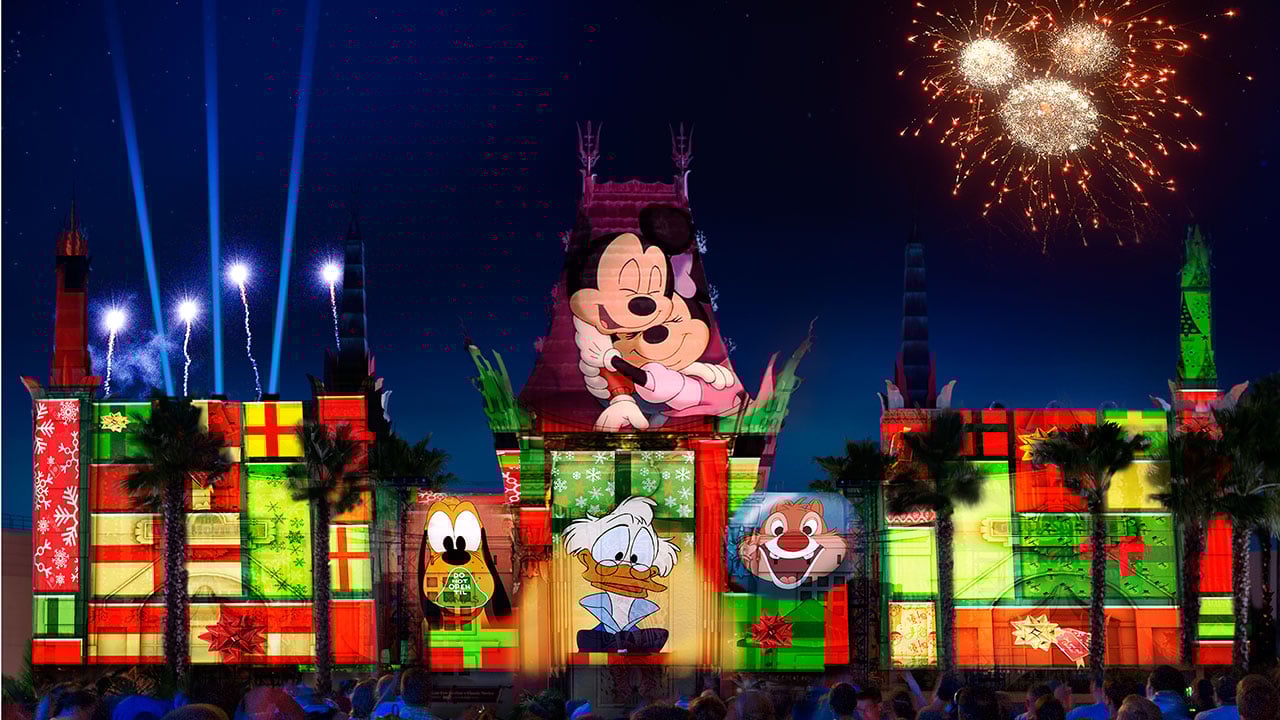 Jingle Bell Jam nighttime show at Disney's Hollywood Studios in Florida.