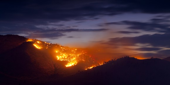 Wildfire on a hillside