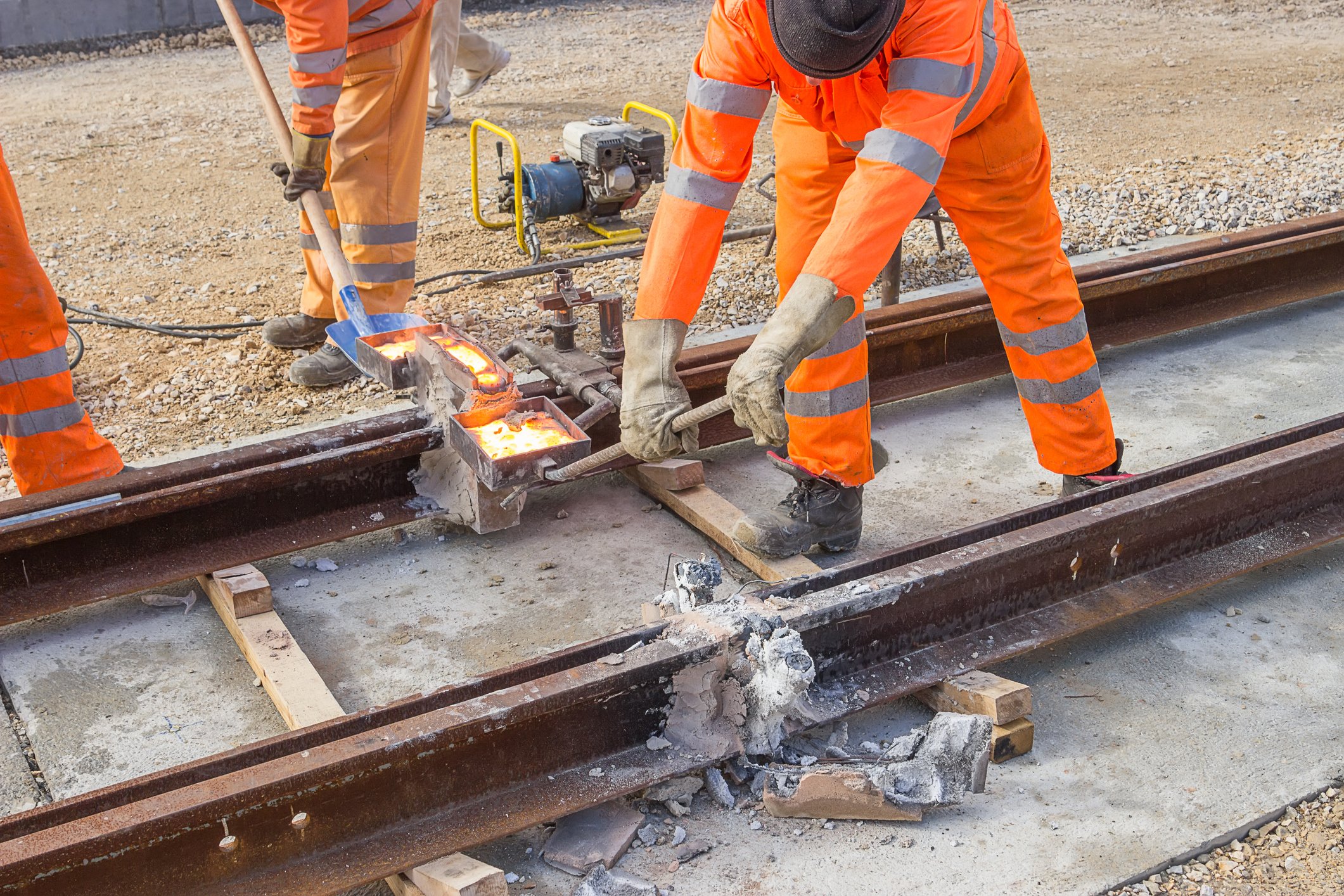 Workers building a new railway.