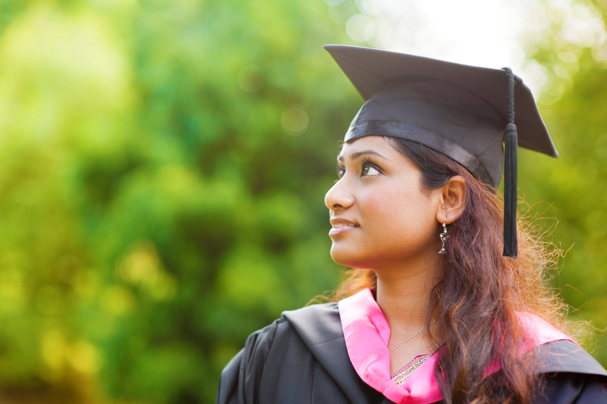 Female student in cap and gown