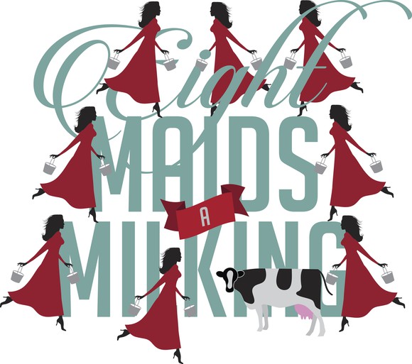 An illustraiton shows 8 maids-a-milking