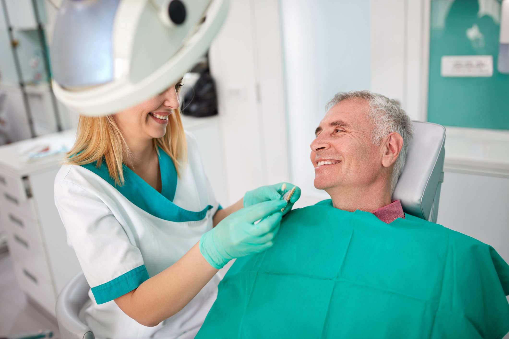 Senior male in dental chair