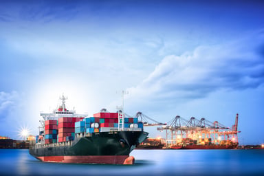Cargo ship loaded with shipping containers