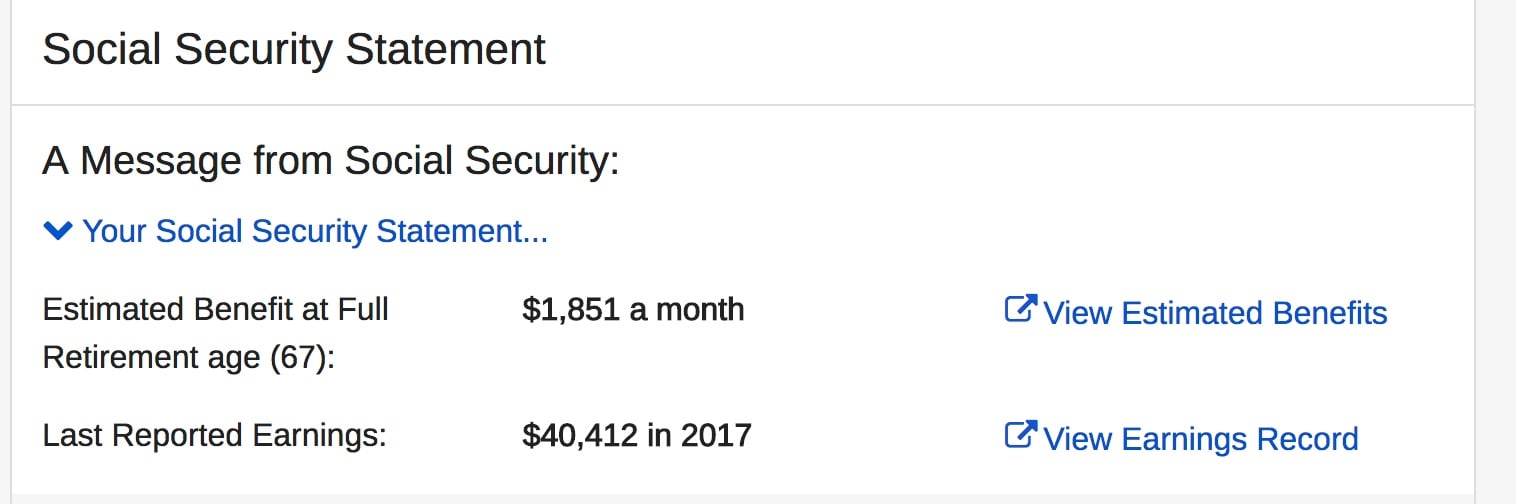 Sample social security statement