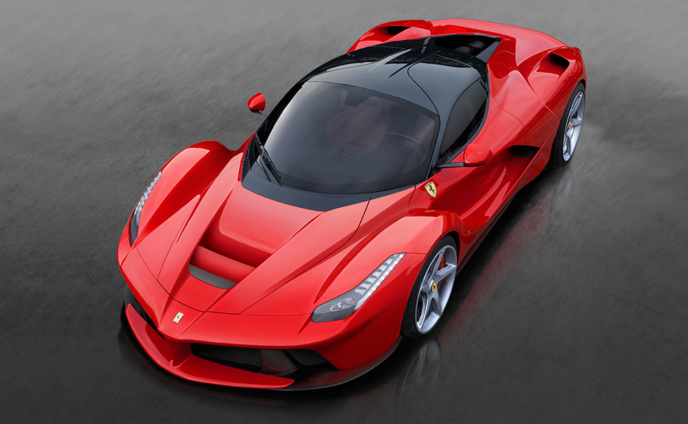 An overhead view of a red LaFerrari.
