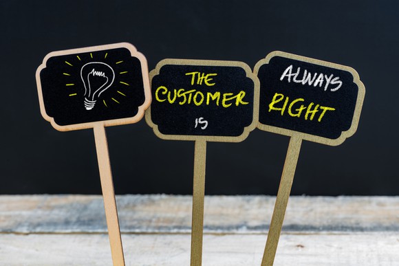 Signs read the customer is always righr