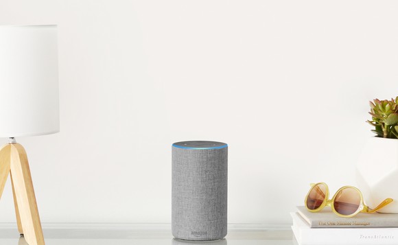 Image of Amazon Echo on table.