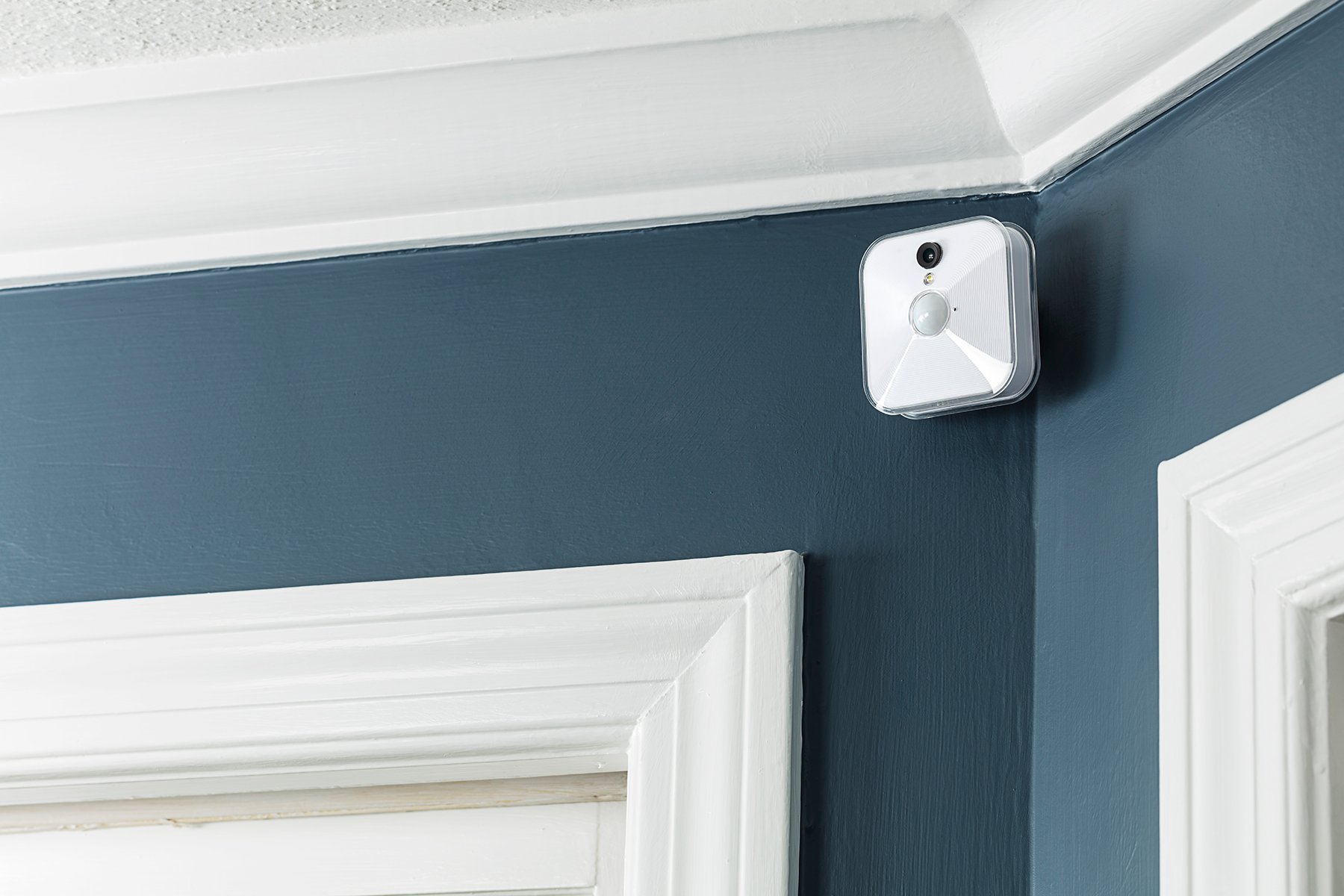 A Blink camera mounted in a home