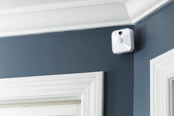 A Blink camera mounted in a home