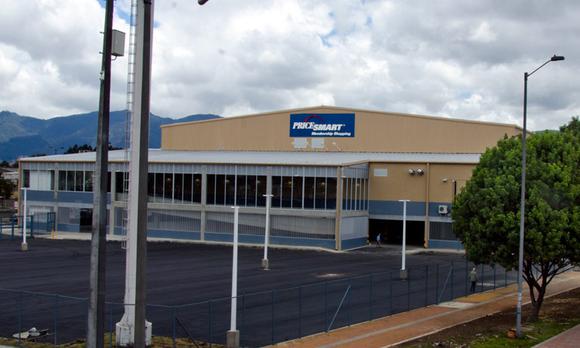 Outside a PriceSmart warehouse.