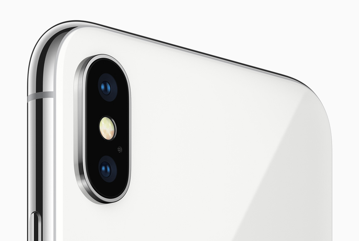 The dual-lens camera on the back of the iPhone X.