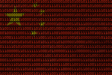 Chinese flag composed of binary code