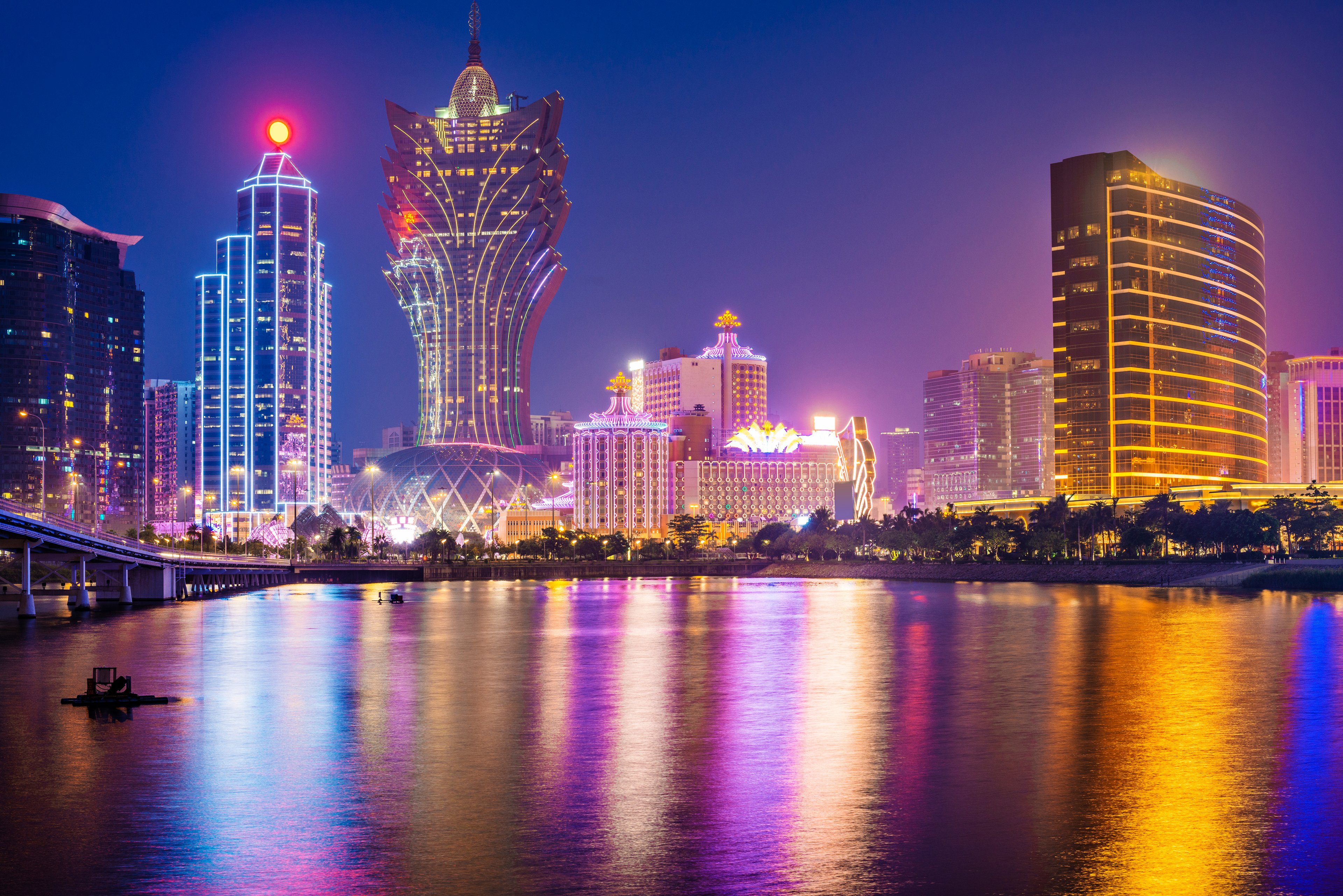 Macau skyline at night. 