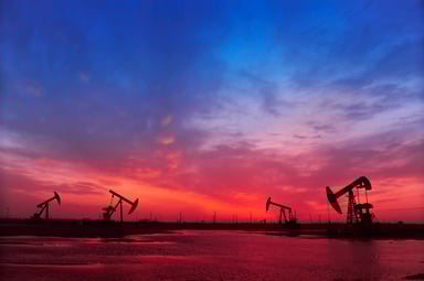 Getty Oil Pumps at Sunset Colorful Sky