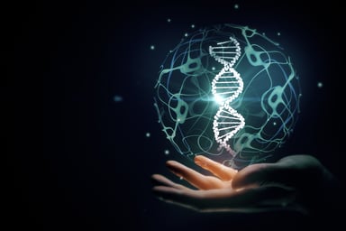 DNA image over hand