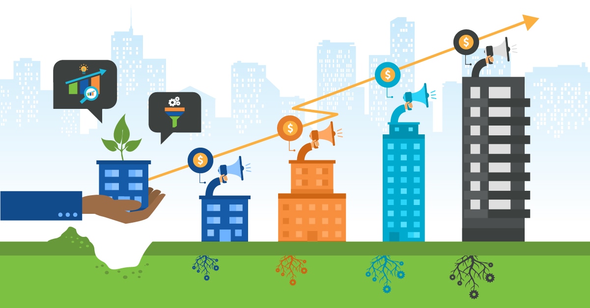 animated image of arrow moving up an to the right, representing business growth